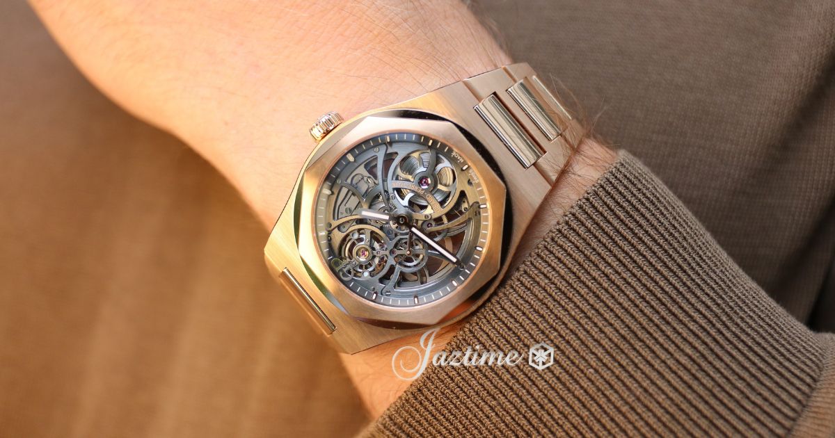 Up Close Girard Perregaux Laureato Skeleton Pink Rose Gold