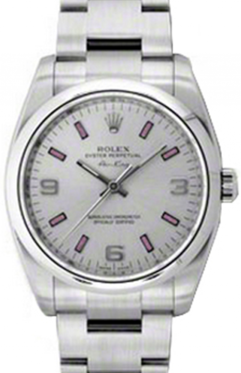Rolex Air-King 114200-SLVBASO Silver Pink Arabic / Index Stainless Steel  Oyster BRAND NEW