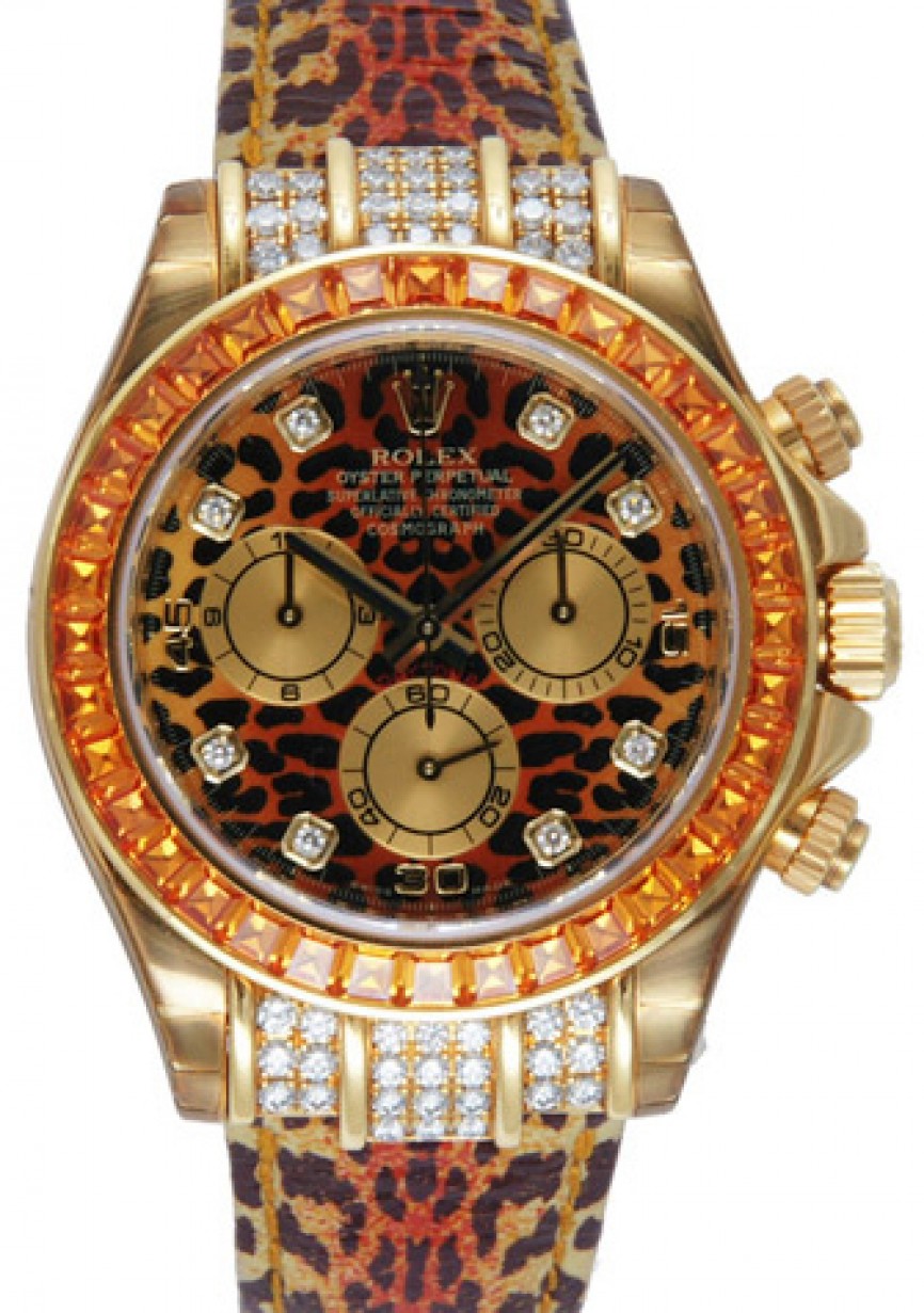 Rolex Cosmograph Daytona 116598 116598-LPRD Leopard Diamond Orange Leather  BRAND NEW