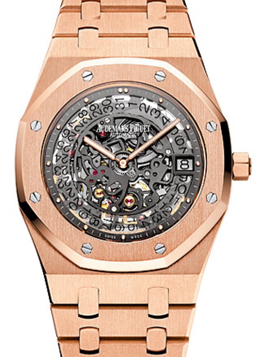 Audemars Piguet 15204OR.OO.1240OR.01 Royal Oak Openworked Extra-Thin 39mm  Black Skeleton Rose Gold - BRAND NEW
