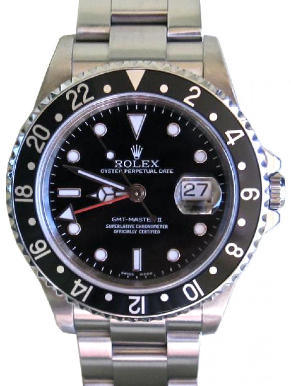 Rolex GMT-Master II 16710 Men's 40mm Black Stainless Steel Oyster Date No  Holes