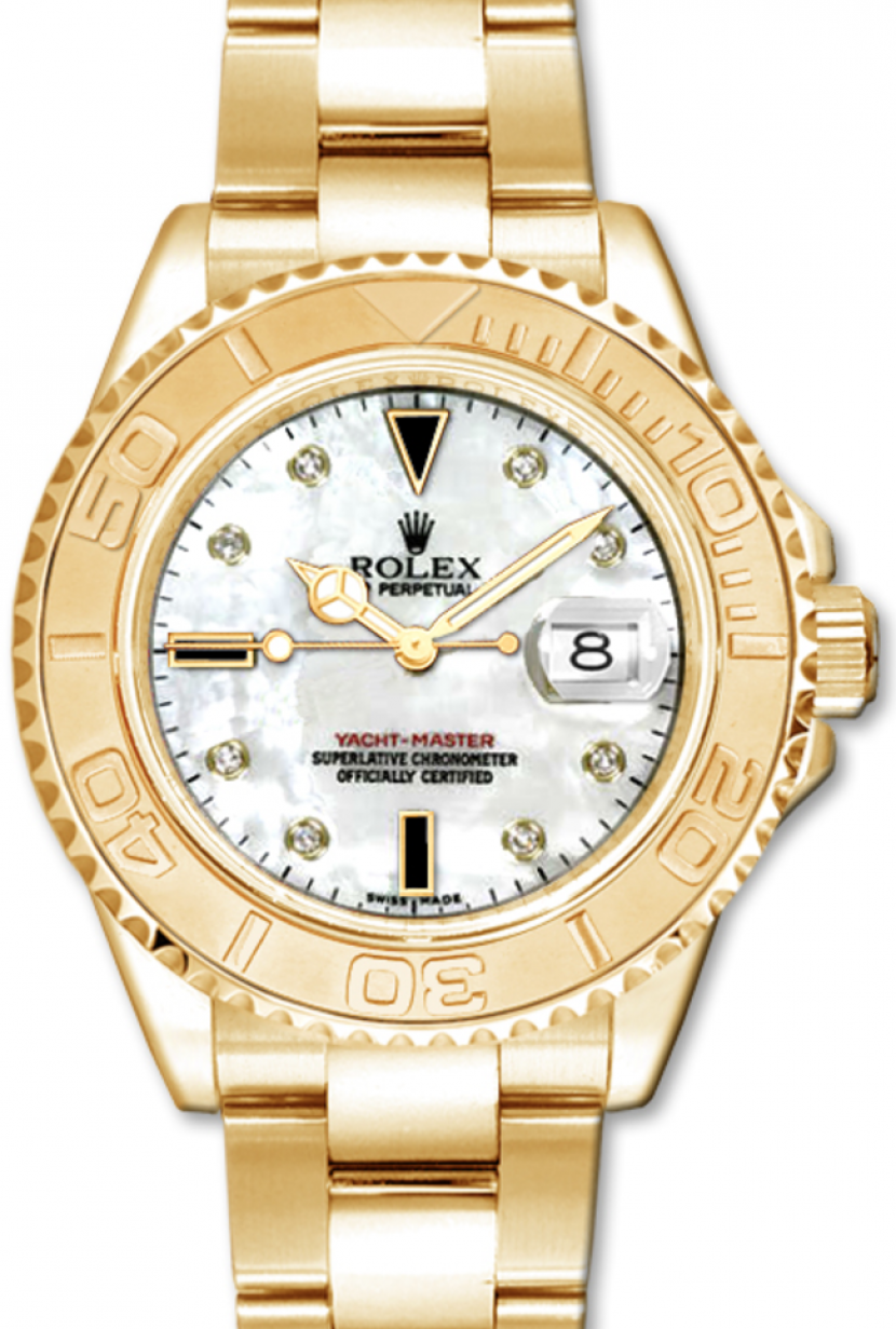 Rolex Yacht-Master 35 168628 White Mother of Pearl Diamond Dial