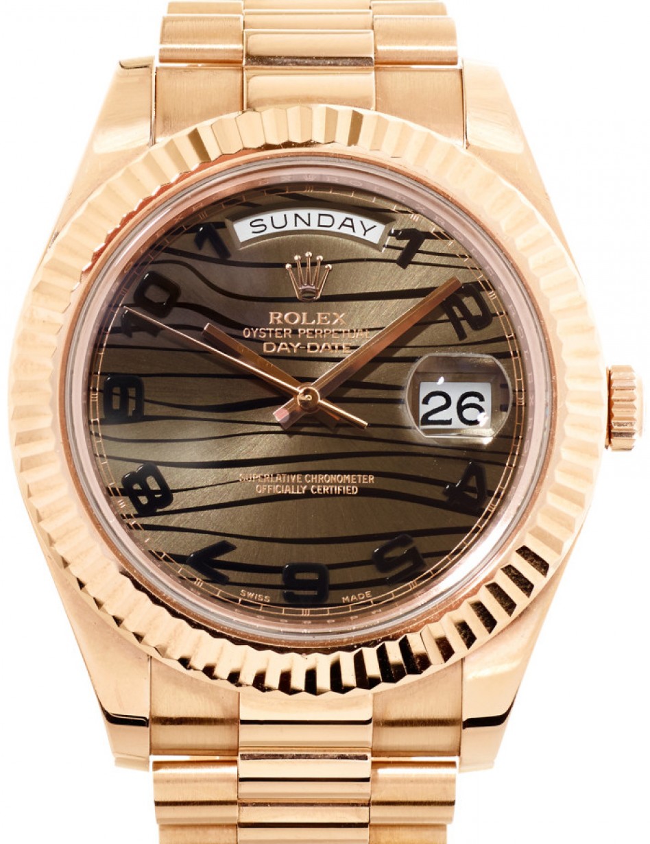 Rolex Day-Date II 218235-BRZAFP 41mm Bronze Arabic Wave Dial Fluted Rose  Gold President - BRAND NEW