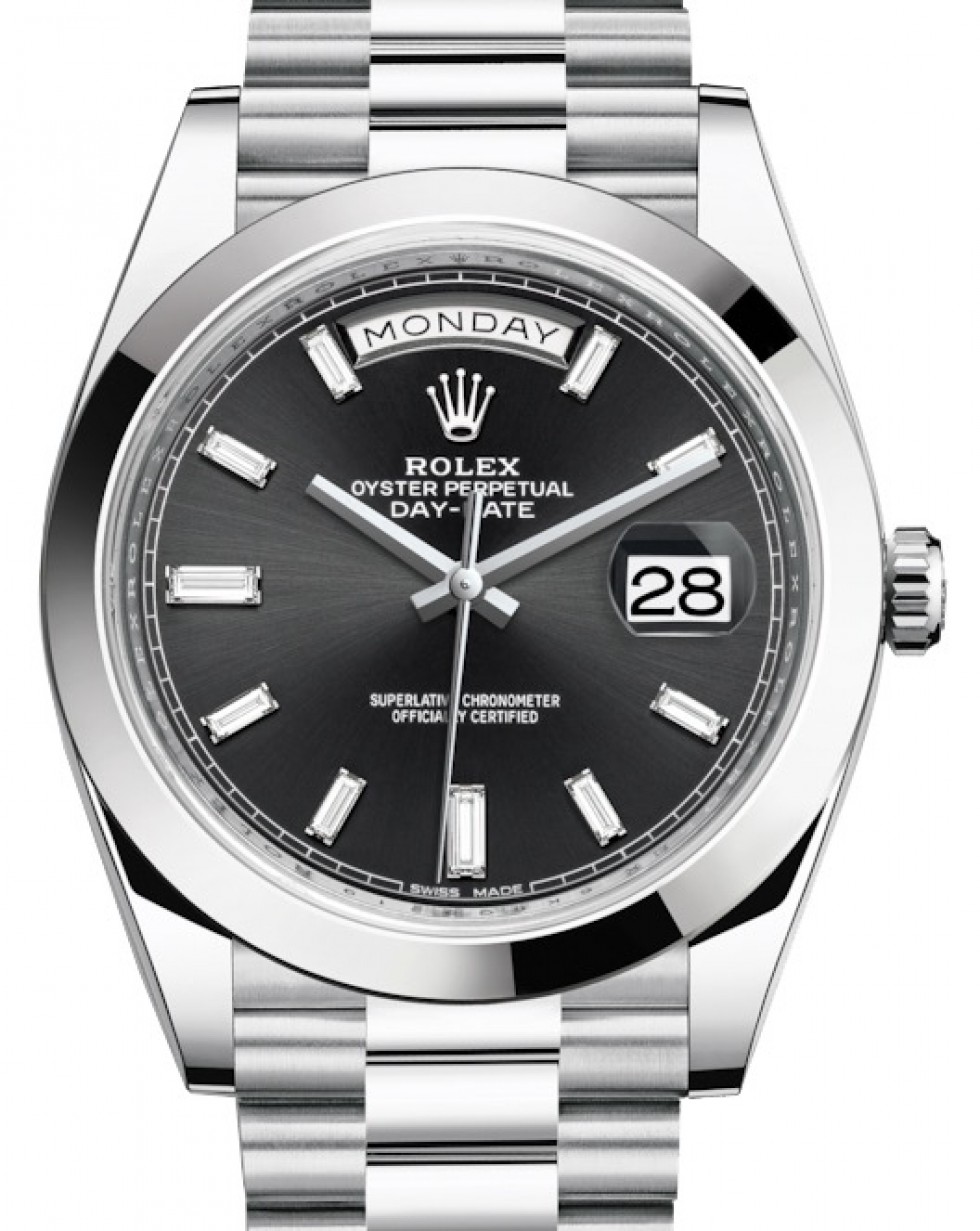 Rolex Day-Date 40 228206 Black Set with Diamond Hour Markers Platinum  President - BRAND NEW