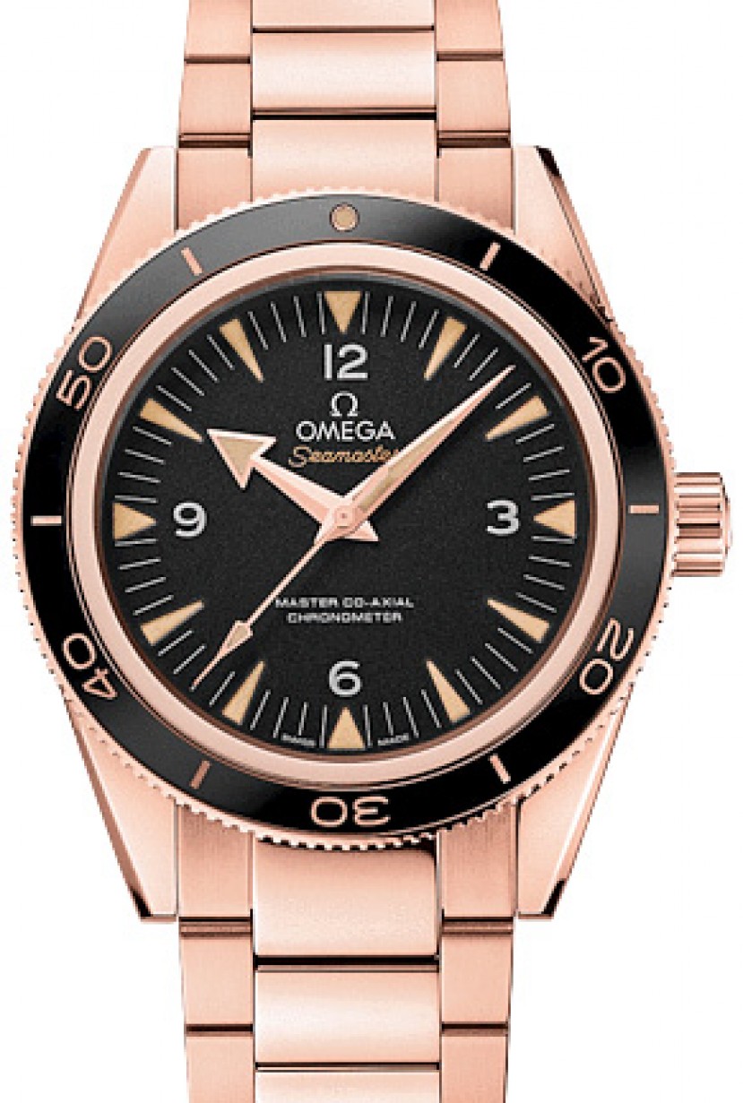 Omega Seamaster 300 Master Co-Axial Chronometer 41mm Sedna Gold Black Dial  Bracelet 233.60.41.21.01.001 - BRAND NEW