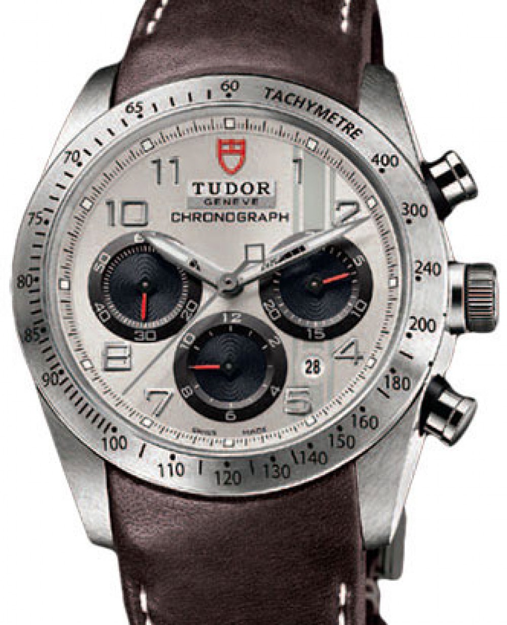 Tudor Fastrider Chronograph 42000 Silver Arabic Stainless Steel & Leather  42mm BRAND NEW