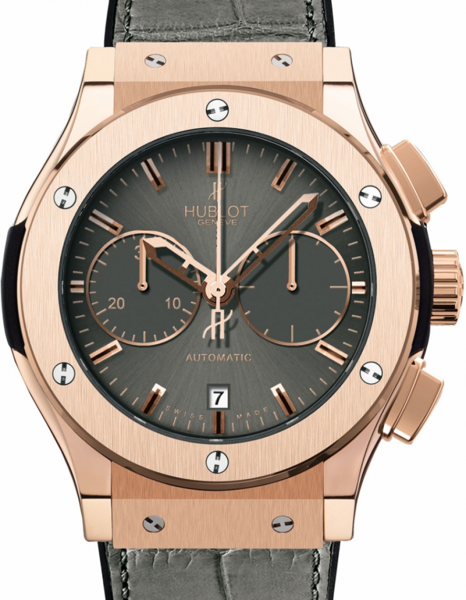 Hublot Classic Fusion Chronograph 521.OX.7080.LR Grey Index Rose Gold &  Leather 45mm BRAND NEW