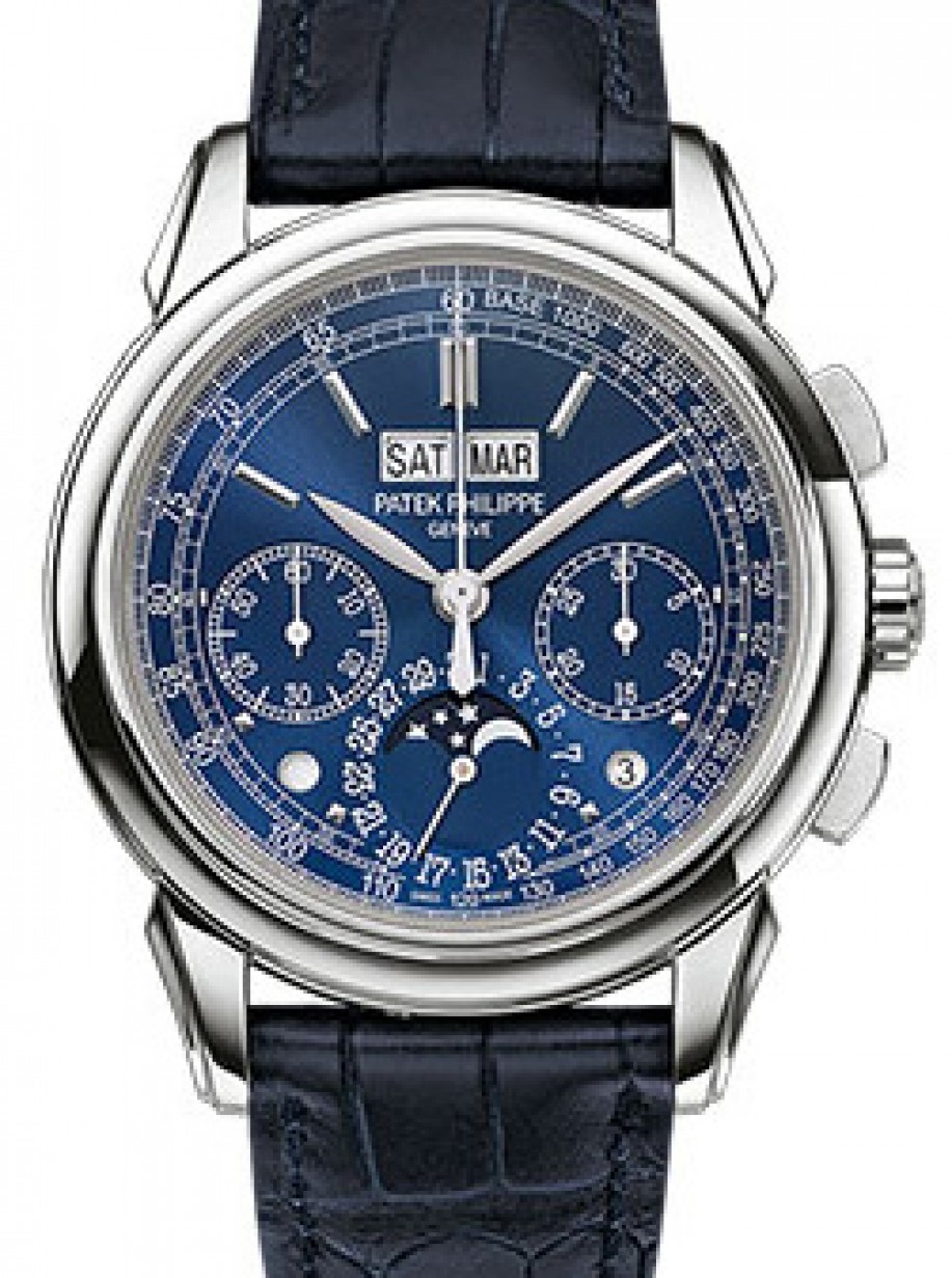 Patek Philippe 5270G-019 Grand Complications Perpetual Calendar Day Month  Moon Phase 41mm Blue Index White Gold Leather Manual