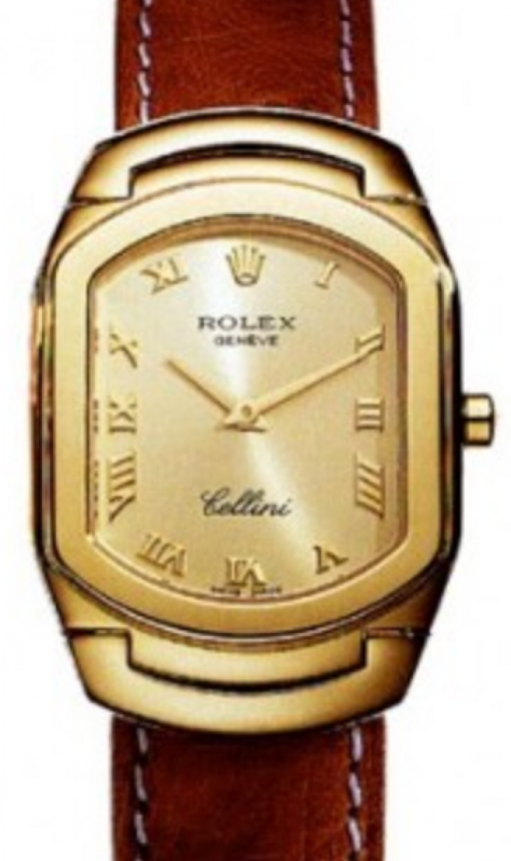 Rolex Cellini Quartz Ladies 6631-8 Gold Roman Yellow Gold Brown Ostrich  Leather BRAND NEW