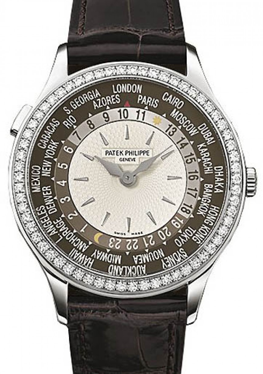 Patek Philippe 7130G-010 Complications Ladies World Time 36mm Brown Diamond  Bezel White Gold Automatic BRAND NEW