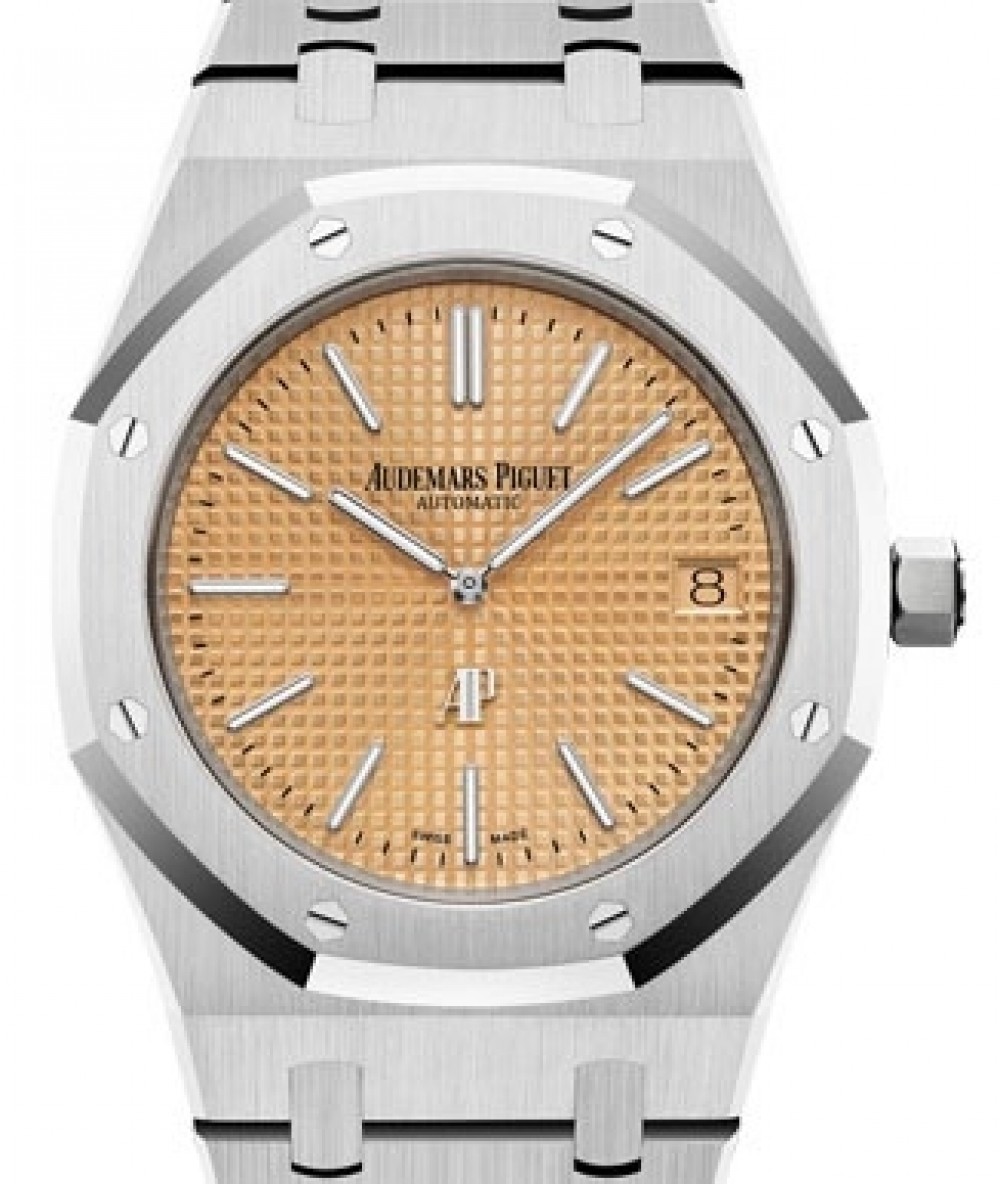 Audemars Piguet Royal Oak “Jumbo” Extra-Thin White Gold Pink Gold-Toned  Index Dial & Fixed Bezel White Gold Bracelet 15202BC.OO.1240BC.01 - BRAND  NEW