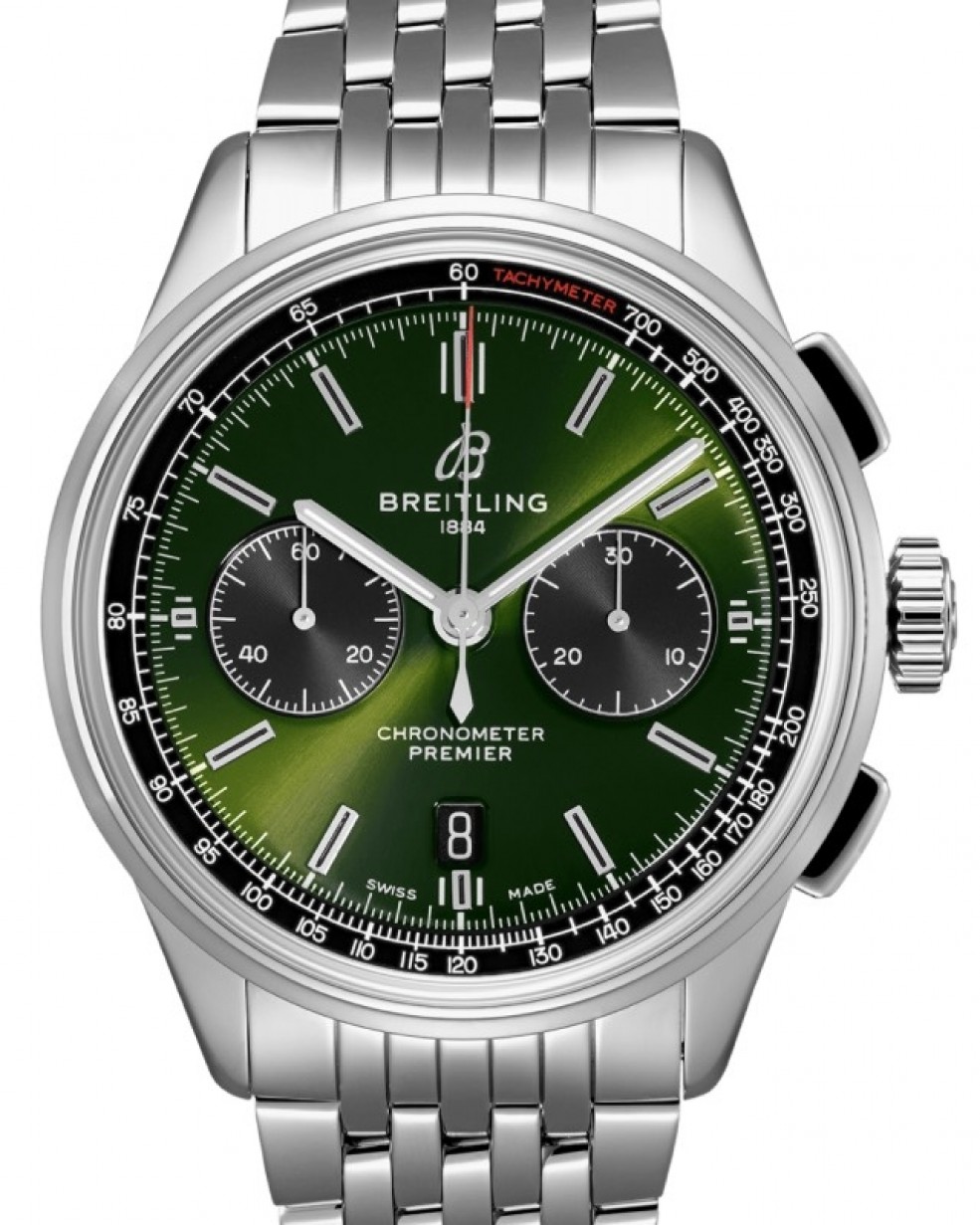 Breitling Premier B01 Chronograph 42 Bentley British Racing Green Stainless  Steel 42mm Green Dial AB0118A11L1A1 - BRAND NEW