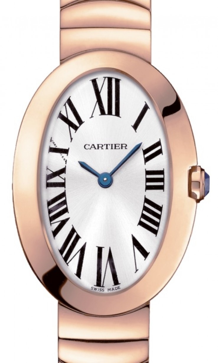 Cartier Baignoire Ladies Watch Small Quartz Rose Gold Silver Dial Rose Gold  Bracelet W8000005 - BRAND NEW