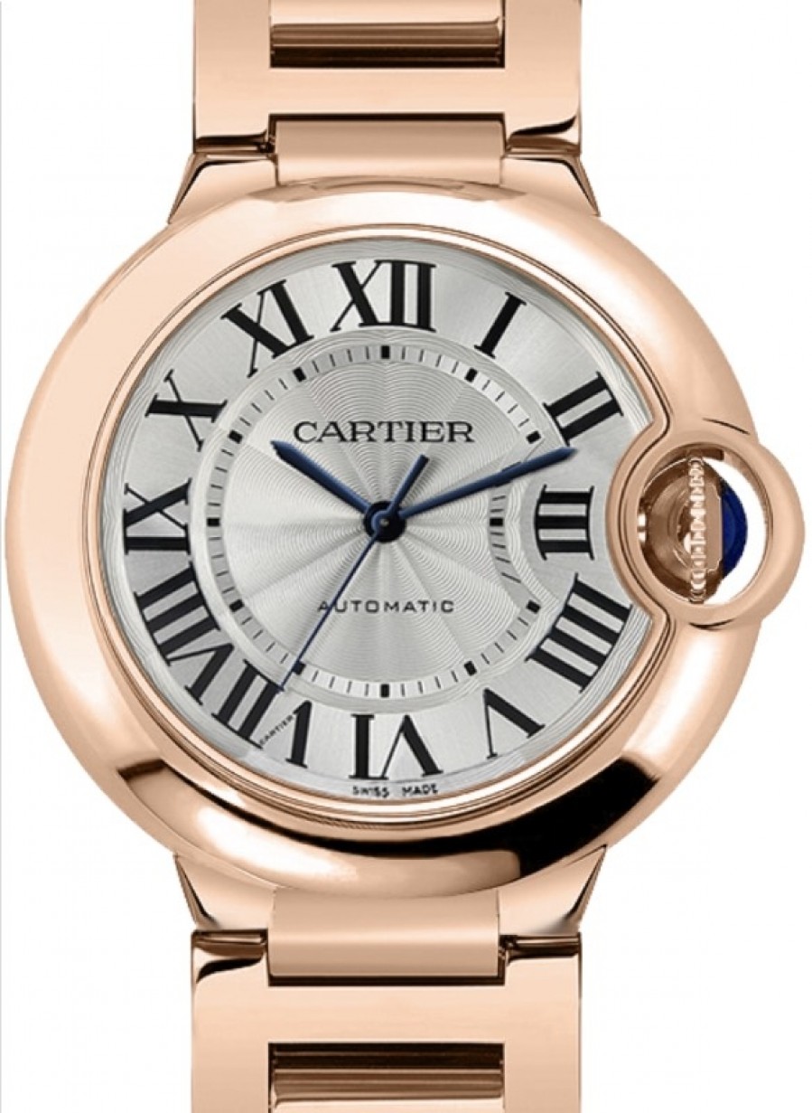 Cartier Ballon Bleu de Cartier Ladies Watch Automatic 36mm Silver Dial Rose  Gold WGBB0008 | Jaztime.com
