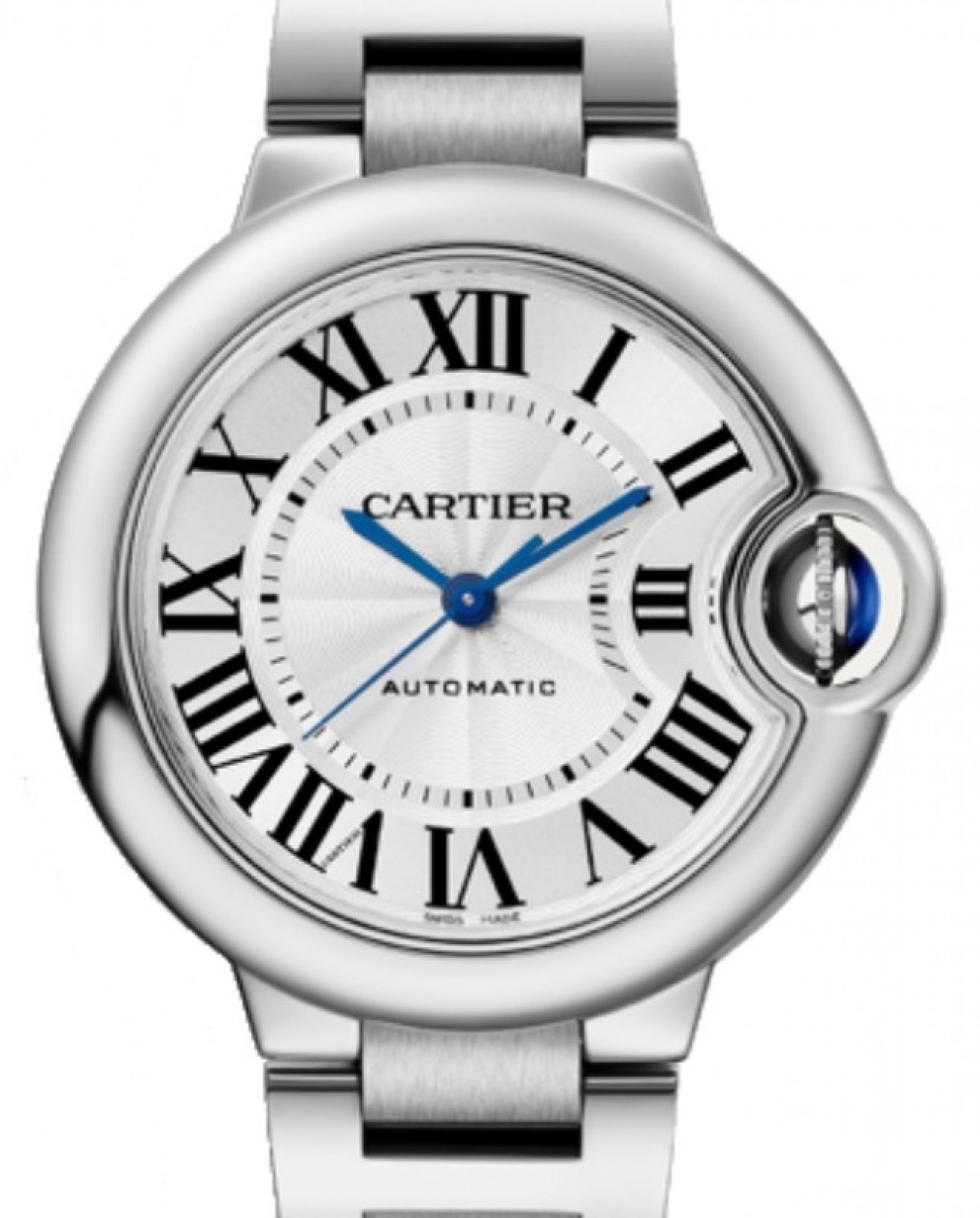 Cartier Ballon Bleu de Cartier Ladies Watch Automatic Stainless Steel 33mm  Silver Dial Steel Bracelet WSBB0044 | Jaztime.com