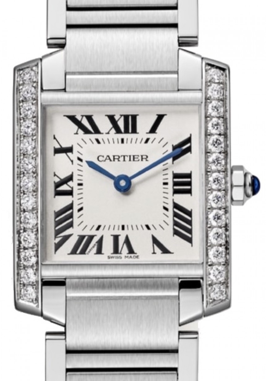 Cartier Tank Francaise Ladies Watch Medium Quartz Stainless Steel Diamond  Bezel Silver Dial Bracelet W4TA0009 - BRAND NEW