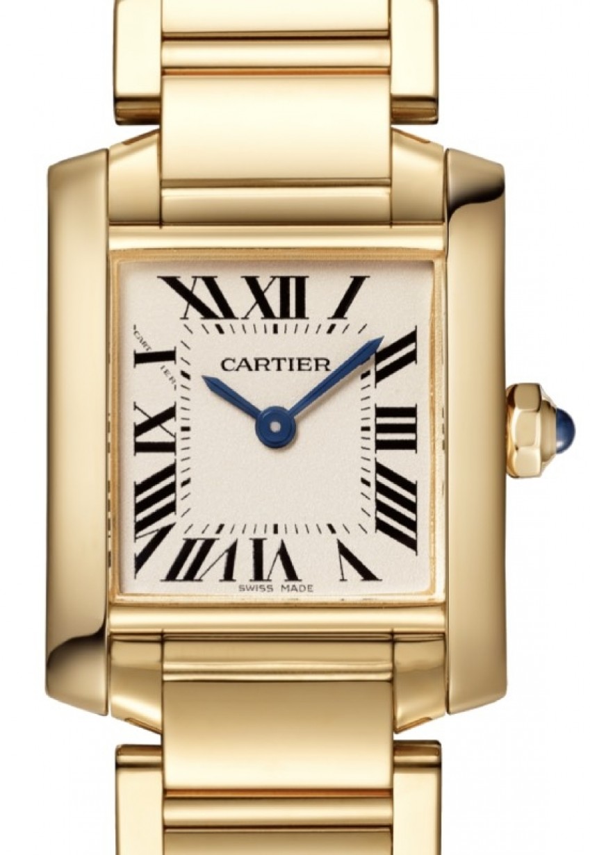 Cartier Tank Francaise Ladies Watch Small Quartz Yellow Gold Silver Dial  Bracelet WGTA0031