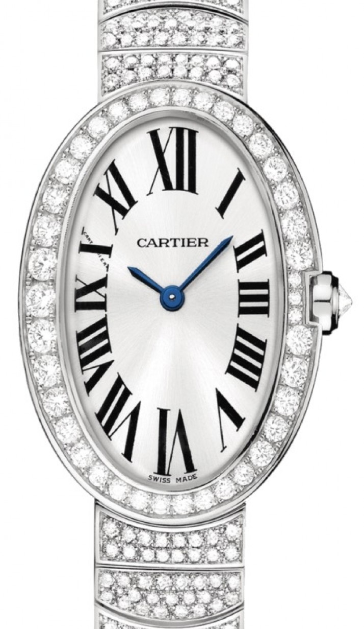 Cartier Baignoire Women's Watch Small Quartz White Gold Diamonds Silver  Dial White Gold Diamond Bracelet WB520011 - BRAND NEW