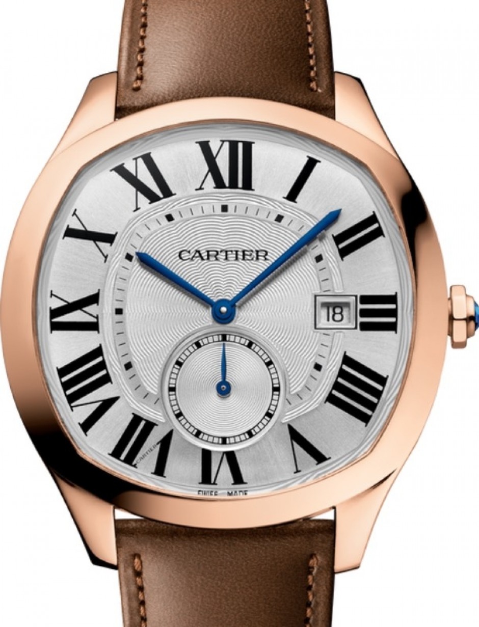 Cartier Drive De Cartier Men's Watch Automatic Large Rose Gold Silver Dial Leather  Strap WGNM0021 - BRAND NEW
