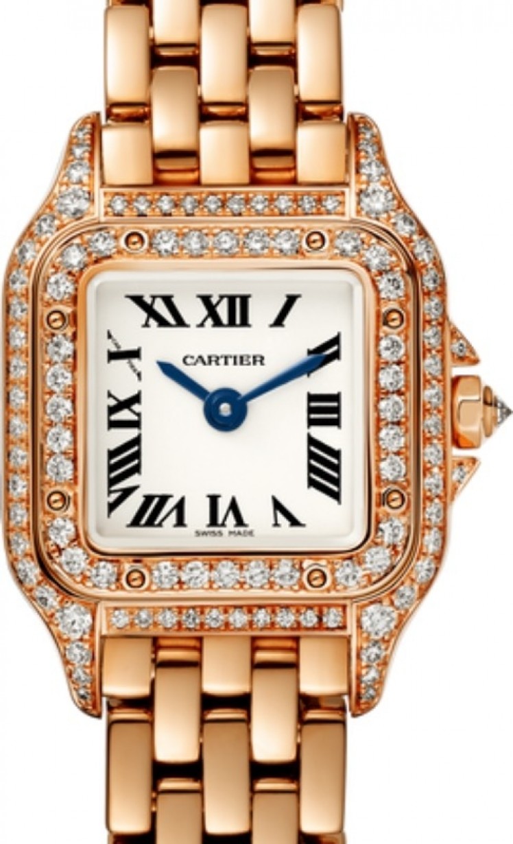 Cartier Panthère de Cartier Ladies Watch Mini Quartz Rose Gold Diamond  Bezel Silver Dial Rose Gold Bracelet WJPN0020 - BRAND NEW