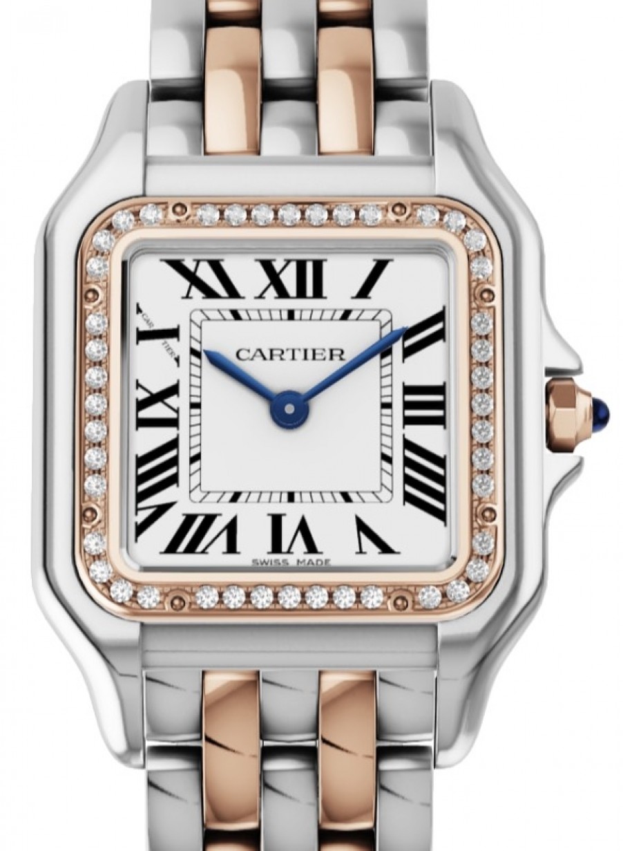 Cartier Panthère de Cartier Women's Watch Medium Quartz Stainless Steel  Rose Gold Diamonds Silver Dial Steel Rose Gold Bracelet W3PN0007 - BRAND NEW