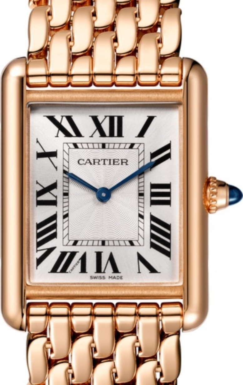 Cartier Tank Louis Cartier Ladies Watch Large Manual Winding Rose Gold  Silver Dial Rose Gold Bracelet WGTA0024 - BRAND NEW
