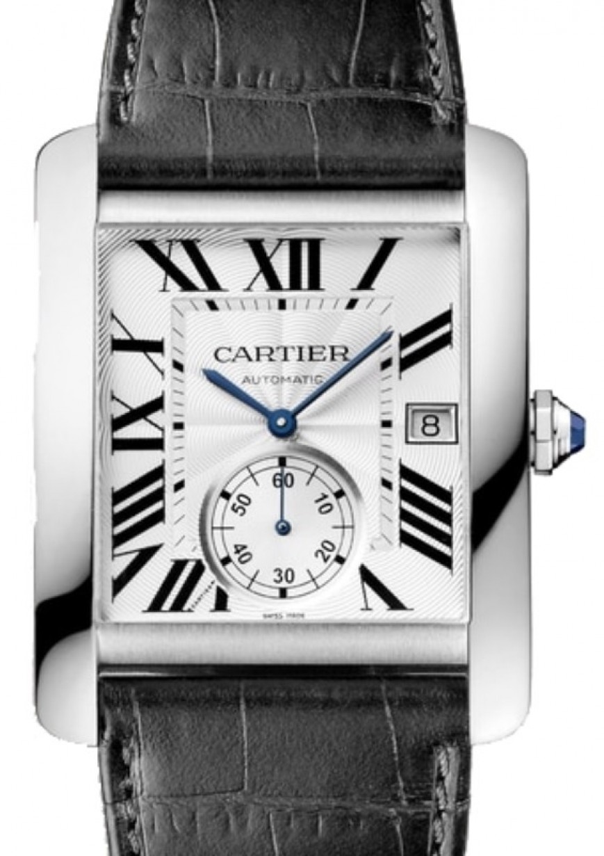Cartier Tank MC Men's Watch Automatic Large Stainless Steel Silver Dial  Alligator Leather Strap W5330003 - BRAND NEW