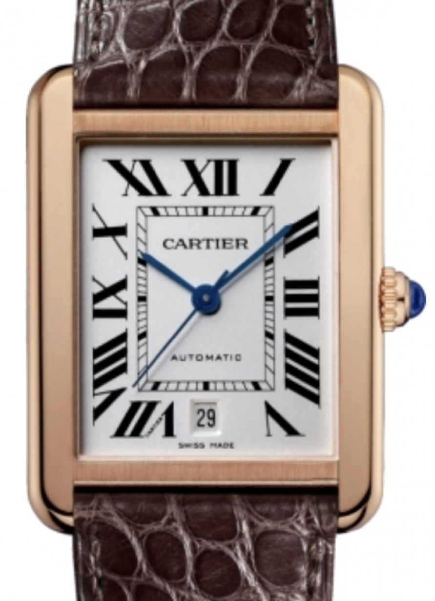 Cartier Tank Solo Men's Watch Extra Large Automatic Rose Gold White Dial  Alligator Leather Strap W5200026 - BRAND NEW