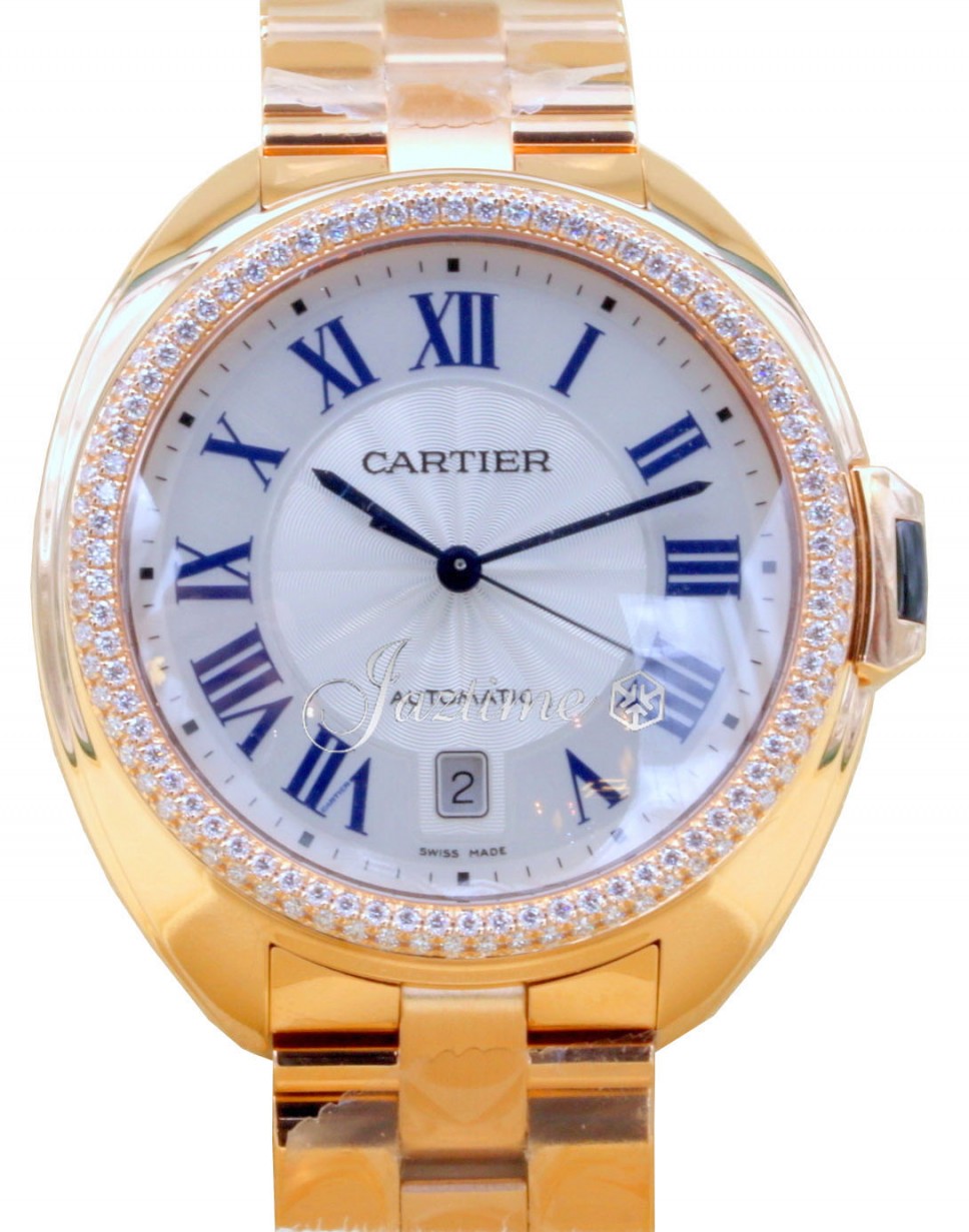 cartier cle 18k pink gold ladies automatic
