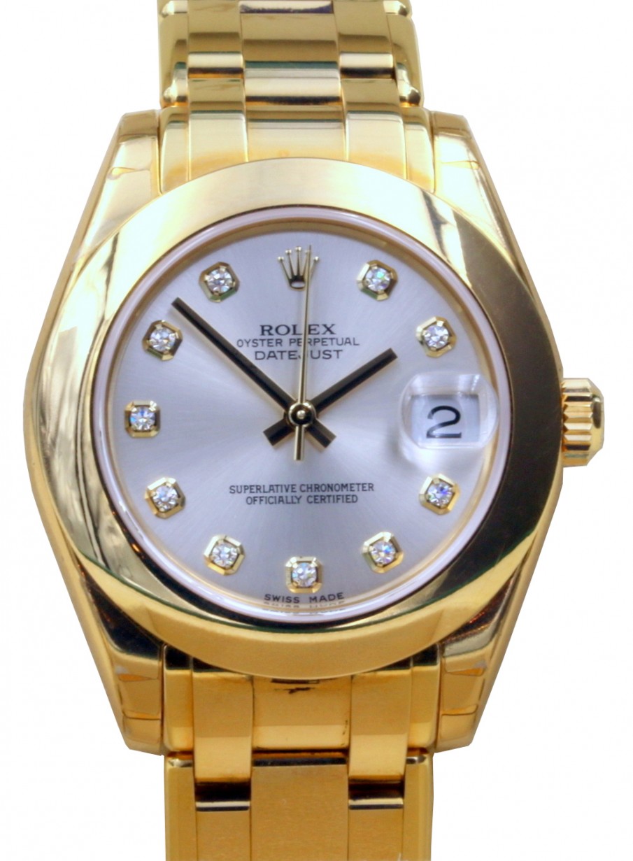 Rolex Datejust Masterpiece 81208 Ladies 34mm White Factory Diamond Dial 18k  Yellow Gold - BRAND NEW