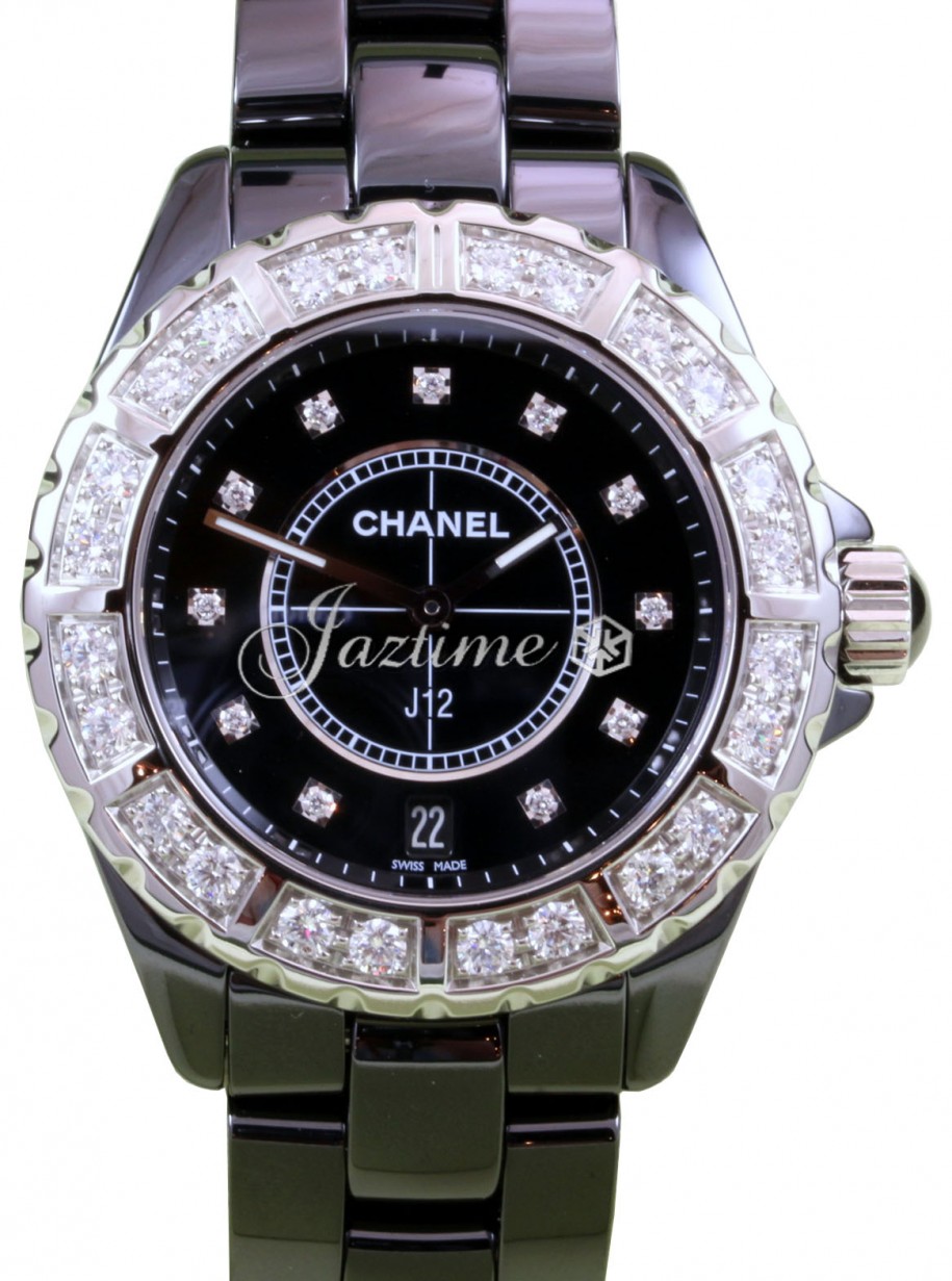 Chanel J12 H2428 38mm Black Ceramic Diamond Bezel Dial Quartz - BRAND NEW