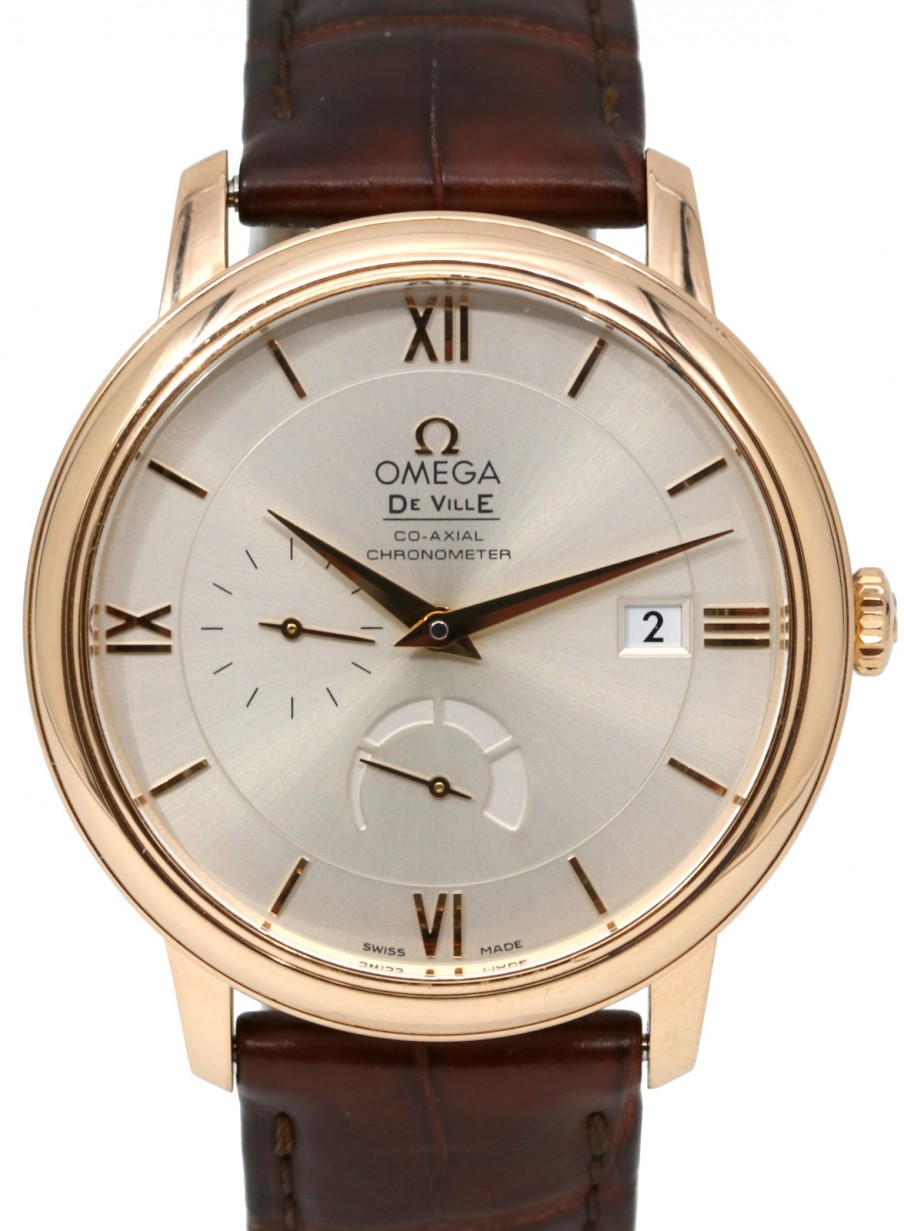 Omega De Ville 424.53.40.21.02.001 Prestige Deville Co-Axial Red Gold  Leather 39.5mm BOX PAPERS
