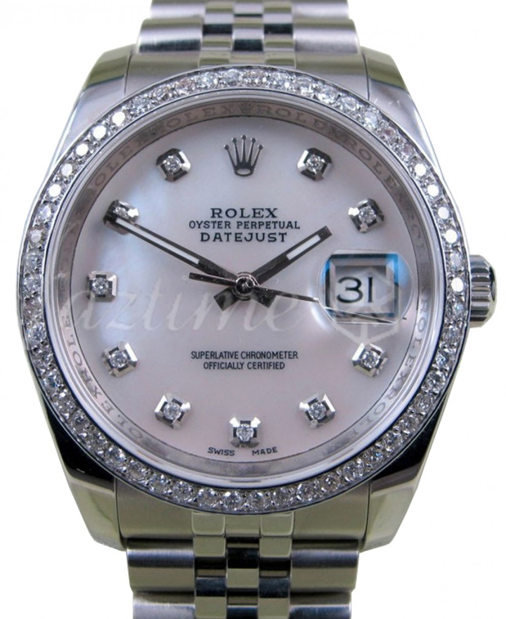 Rolex Datejust 116200 White Mother Of Pearl Diamond 36mm Stainless Steel  Jubilee BRAND NEW