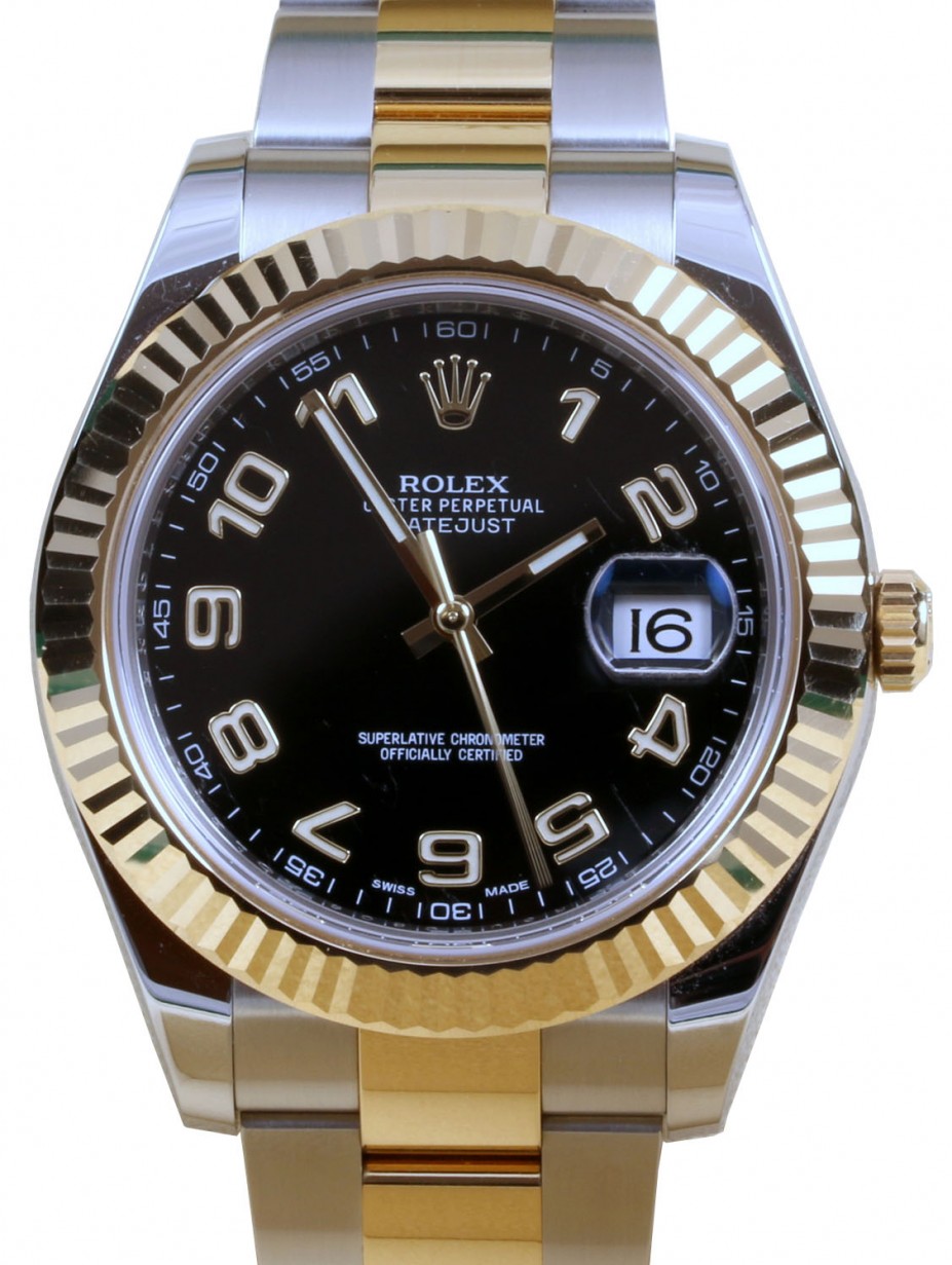 Rolex Datejust II 116333 Arabic Black 41mm Yellow Gold