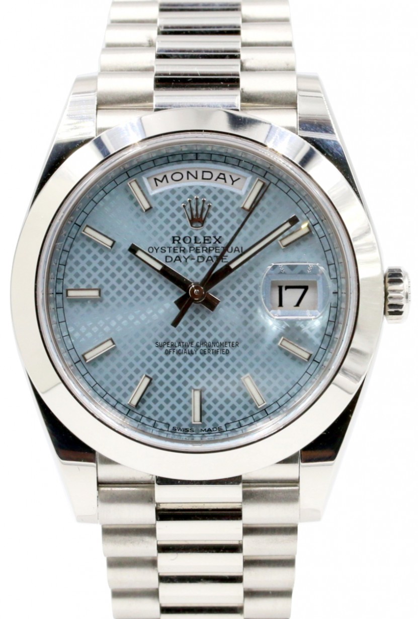 Rolex Day-Date 40 President 228206 Men's 40mm Platinum Ice Blue Index  PRE-OWNED