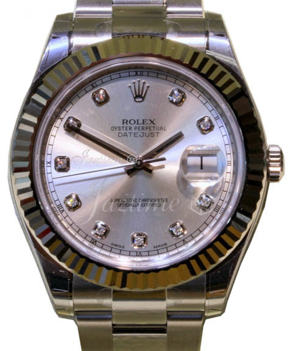 Rolex Datejust II 116334 Diamond Silver 41mm White Gold BRAND NEW