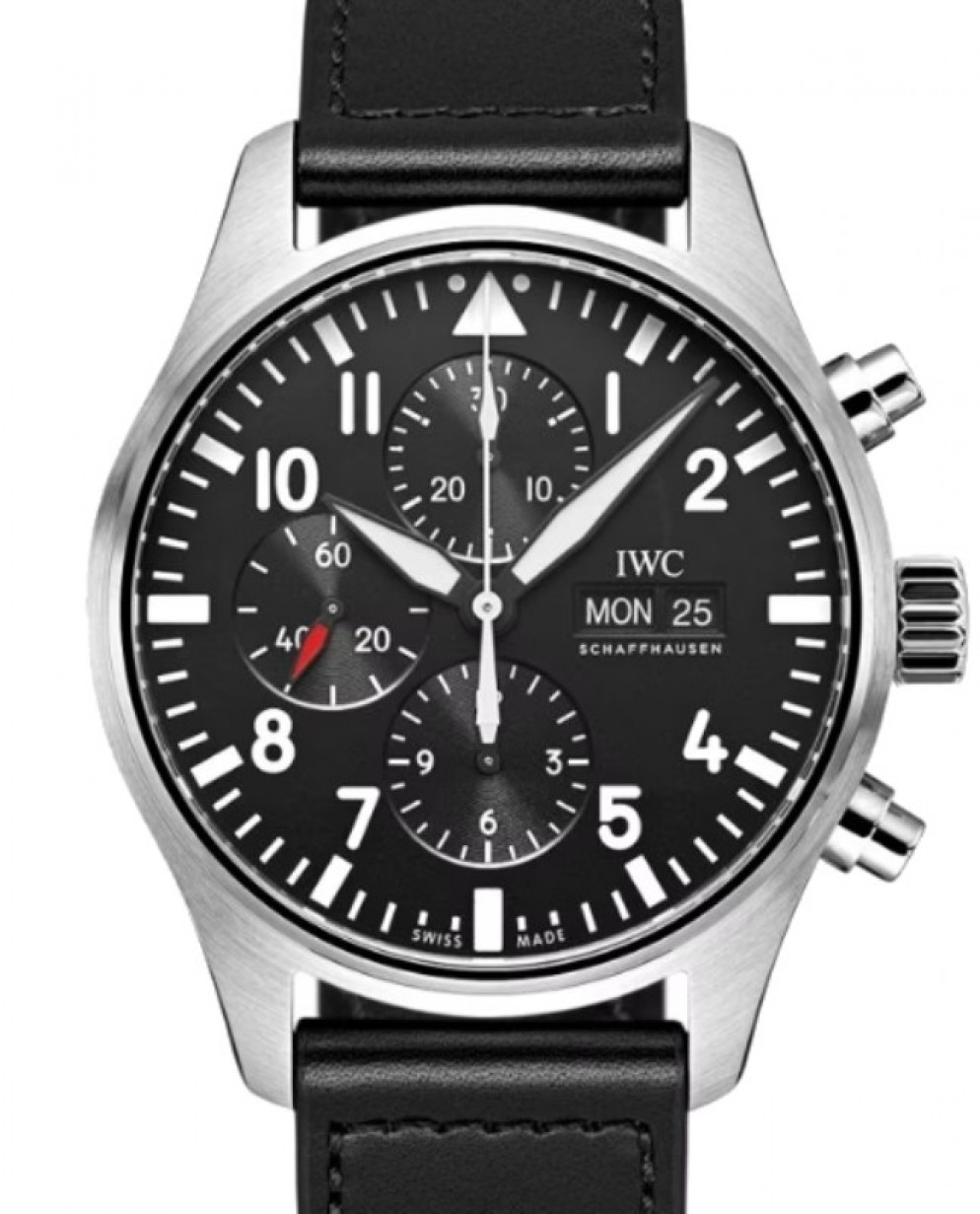 IWC Pilot's Watch Chronograph Black Arabic Dial Stainless Steel 43mm  Automatic IW377709 | Jaztime.com