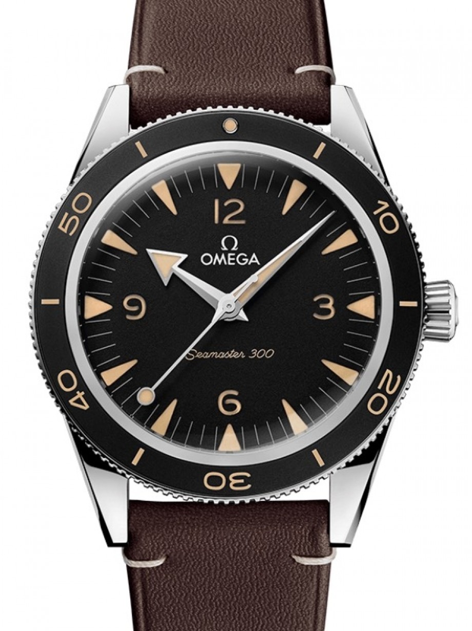 Omega Seamaster 300 Master Co-Axial Chronometer 41mm Stainless Steel Black  Dial Leather Strap 234.32.41.21.01.001 - BRAND NEW
