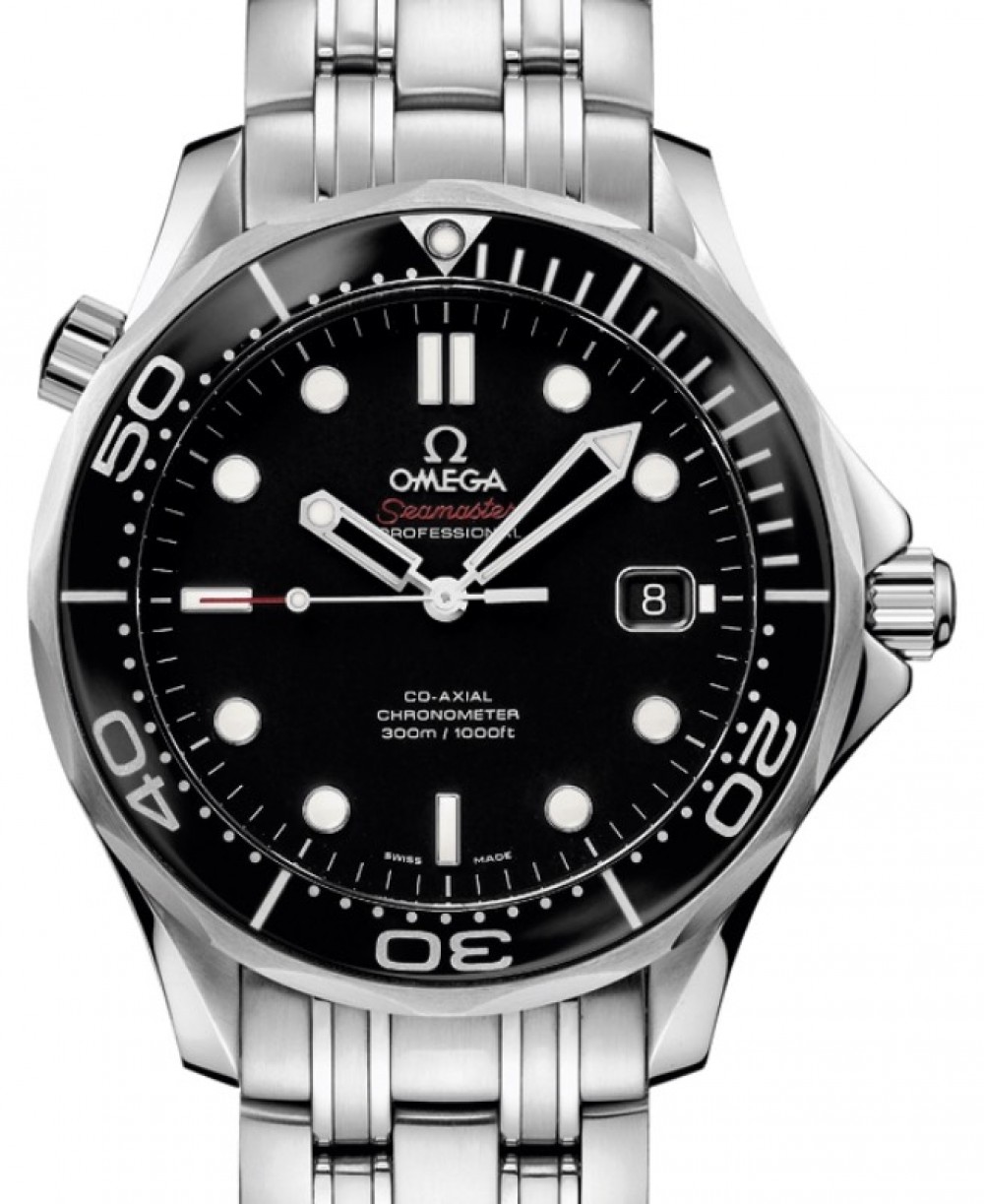 Omega Seamaster Diver 300M Co-Axial Chronometer 41mm Stainless Steel Ceramic  Bezel Black Dial Steel Bracelet 212.30.41.20.01.003 - BRAND NEW