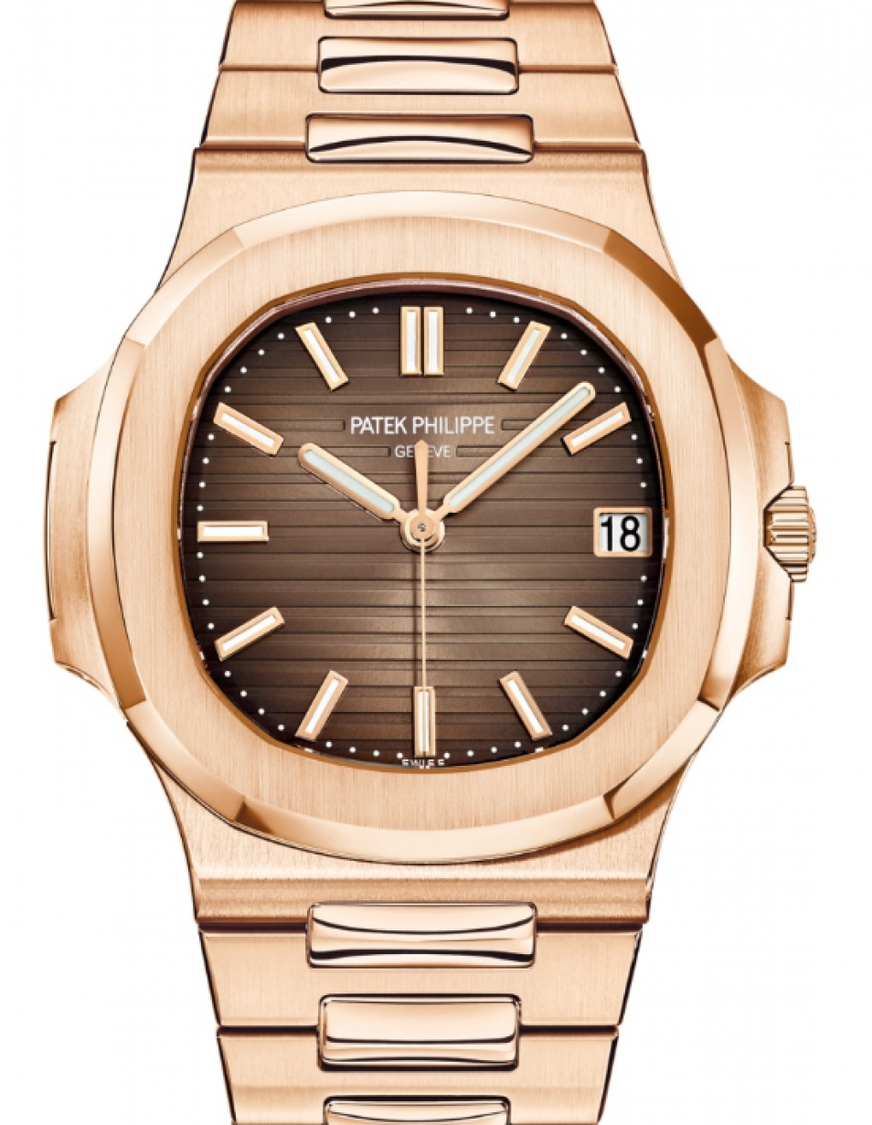 Patek Philippe Nautilus Date Sweep Seconds Automatic Rose Gold 40mm Brown  Dial Rose Gold Bracelet 5711/1R-001 - PRE-OWNED