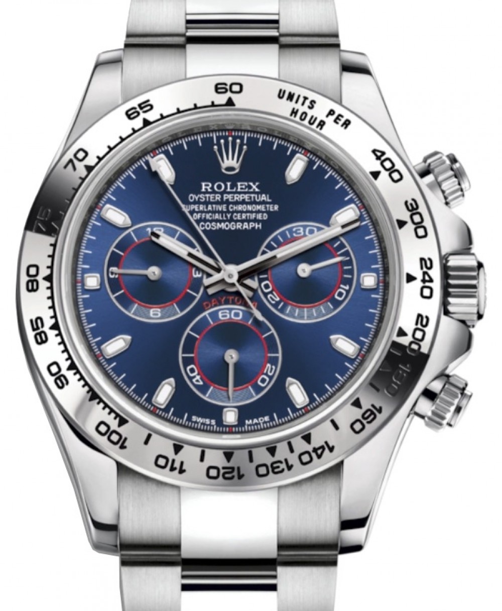 rolex cosmograph daytona oyster 40 mm silver with blue dial
