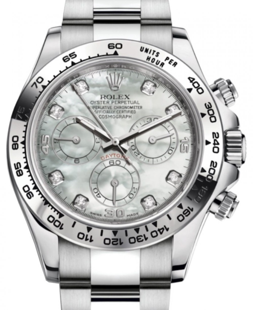 Rolex Cosmograph Daytona 116509 White Mother of Pearl Diamond Tachymetre  White Gold Oyster BRAND NEW
