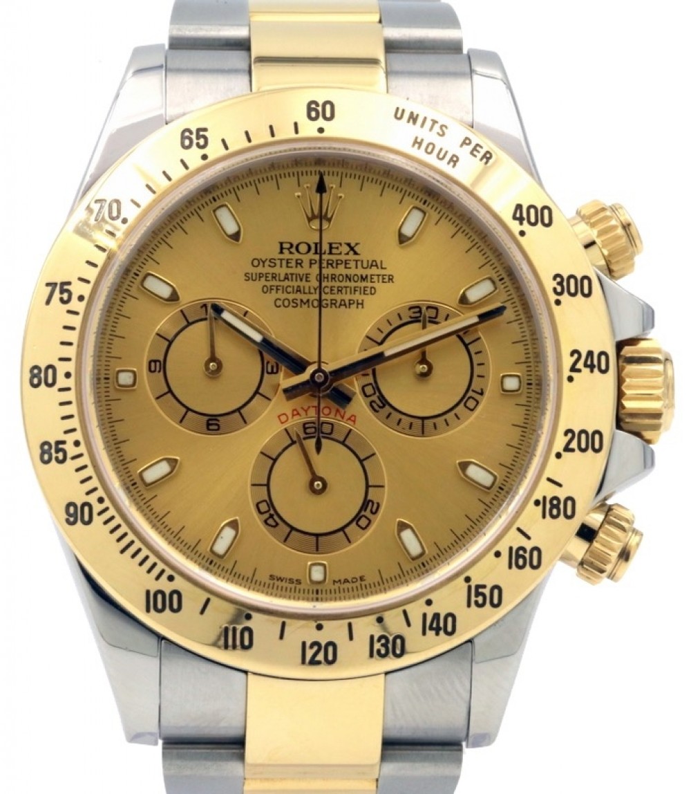 Rolex Cosmograph Daytona 116523 Champagne Index Yellow Gold Stainless Steel