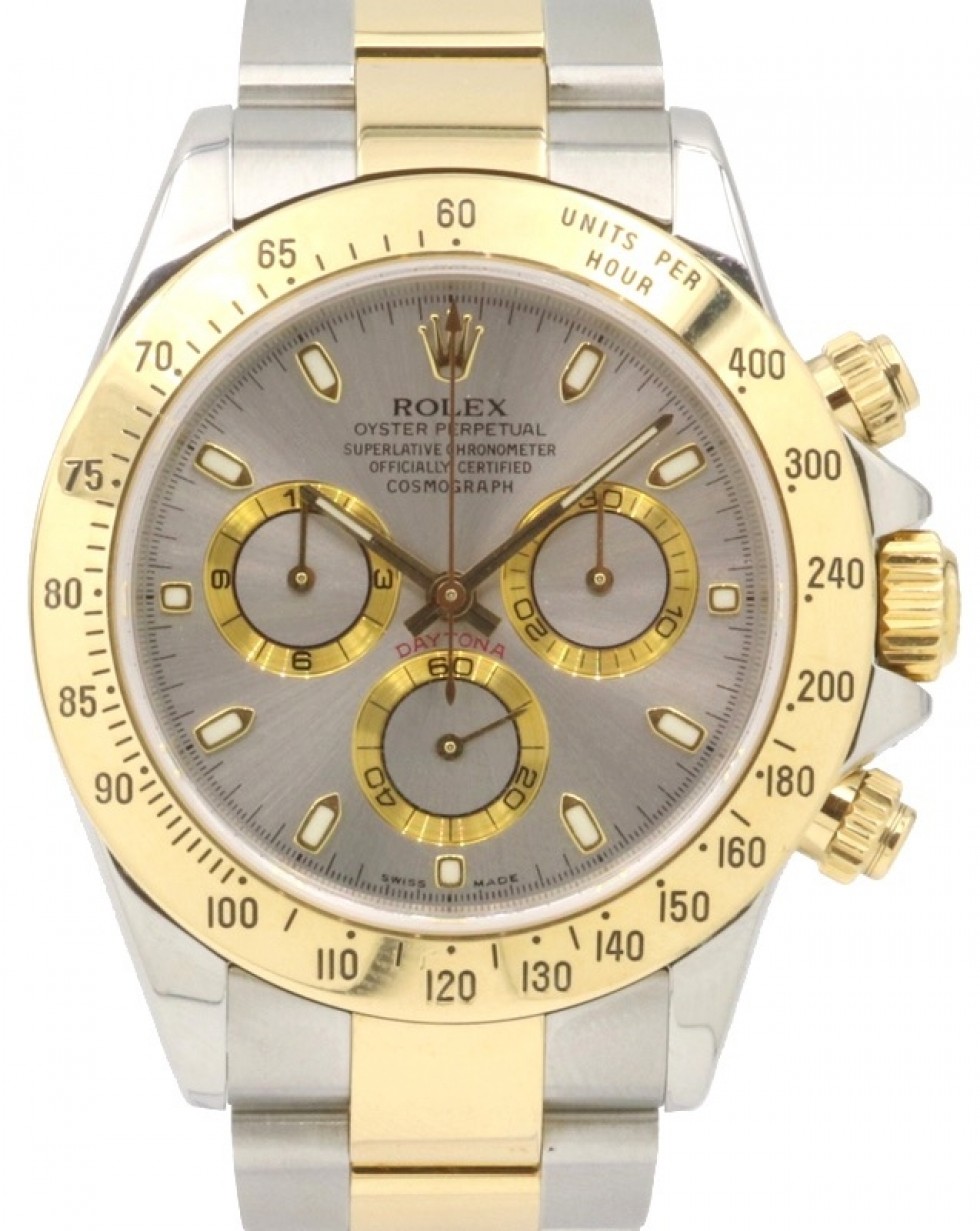 Rolex Cosmograph Daytona 116523 Silver Index 18k Yellow Gold Stainless  Steel 40mm - PRE-OWNED