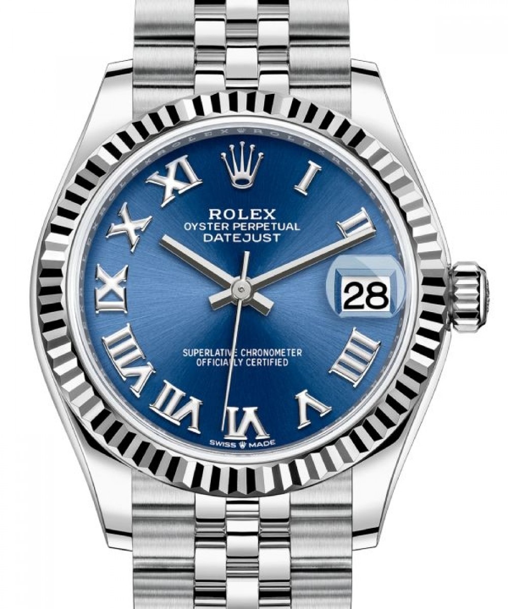 Rolex Datejust 31 White Gold/Steel Blue Roman Dial & Fluted Bezel Jubilee  Bracelet 278274 - BRAND NEW