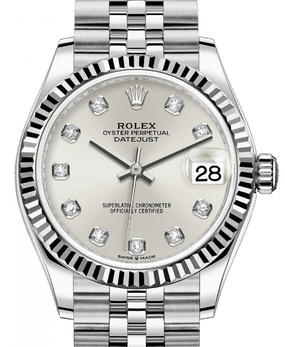 Rolex Datejust 31 White Gold/Steel Silver Diamond Dial & Fluted Bezel  Jubilee Bracelet 278274 - BRAND NEW