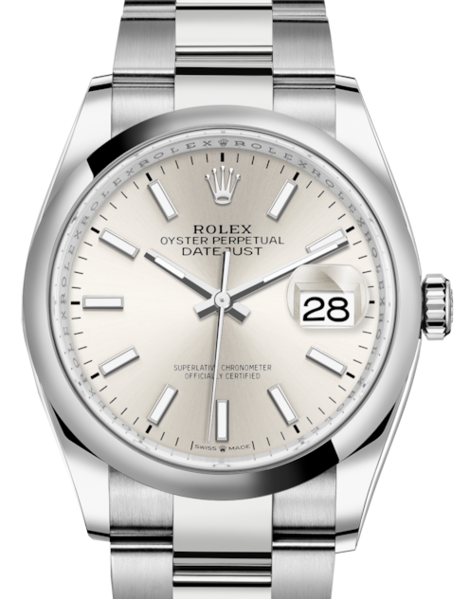 Rolex Datejust 36 Stainless Steel Silver Index Dial & Smooth Domed Bezel  Oyster Bracelet 126200 - BRAND NEW