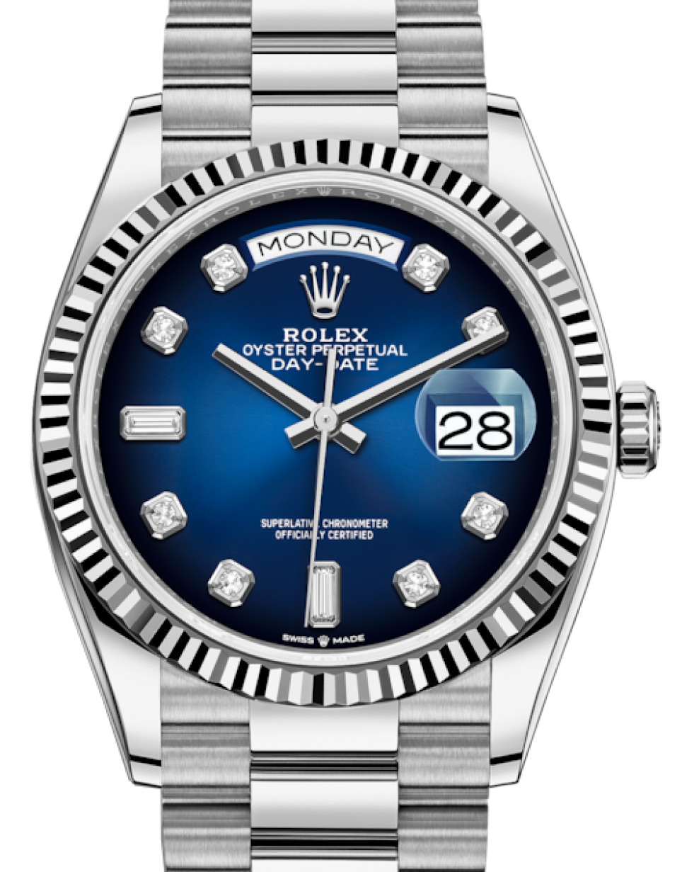 Rolex Day-Date 36 White Gold Blue Ombre 