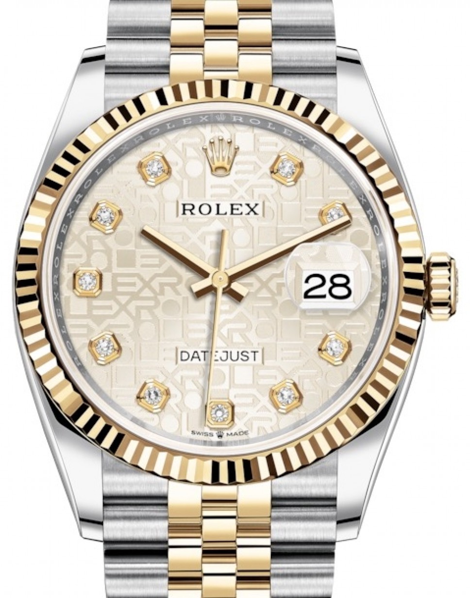 Rolex Datejust 36 Yellow Gold/Steel Silver Jubilee Diamond Dial & Fluted  Bezel Jubilee Bracelet 126233 - BRAND NEW