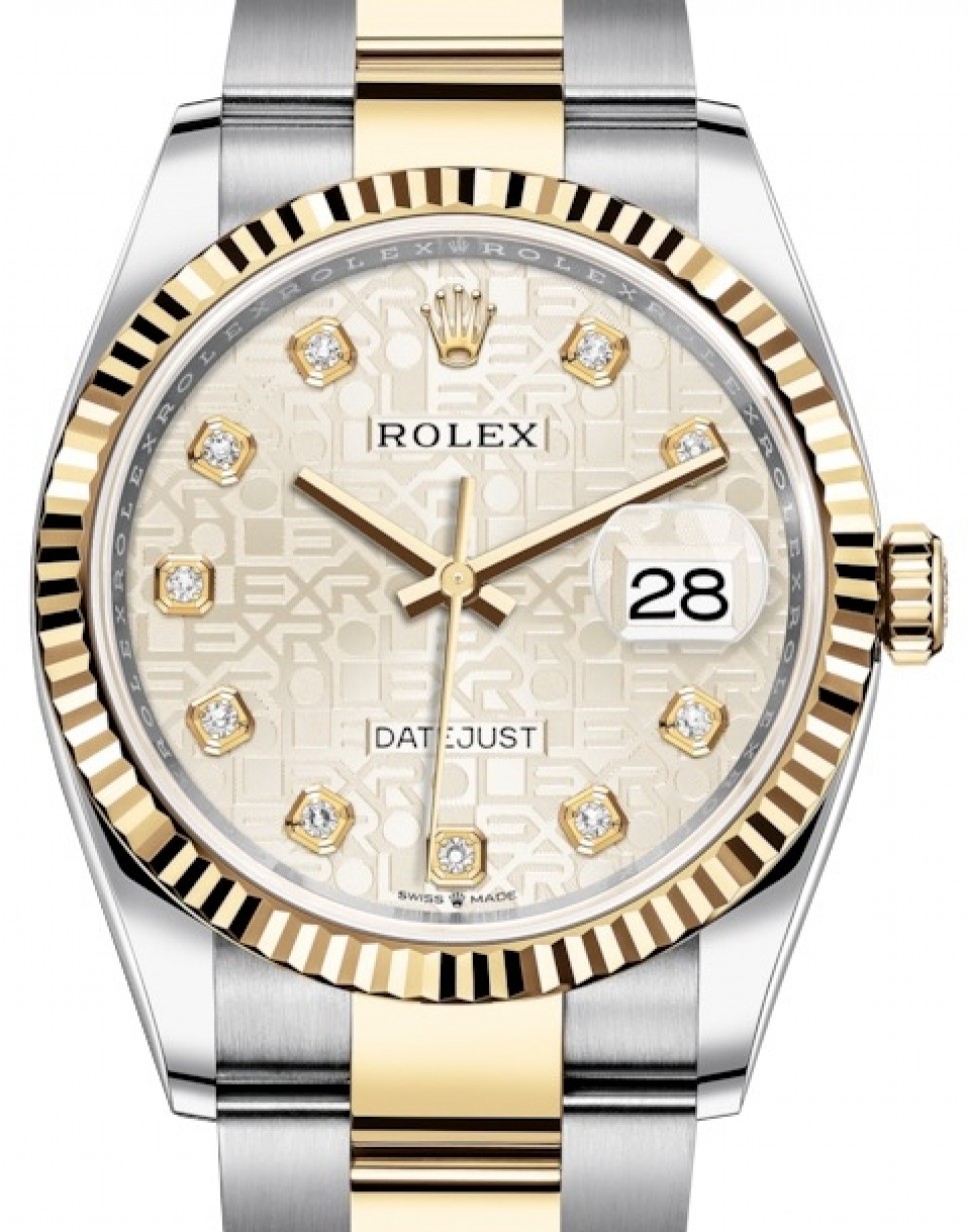 Rolex Datejust 36 Yellow Gold/Steel Silver Jubilee Diamond Dial & Fluted  Bezel Oyster Bracelet 126233 - BRAND NEW